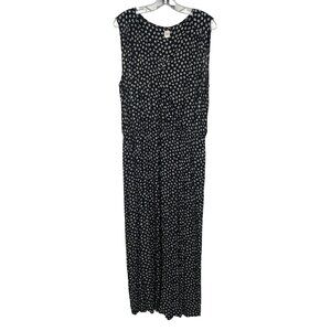 Gap Womens Floral Jumpsuit Sleeveless Wide Leg Black/White Size XL Pockets